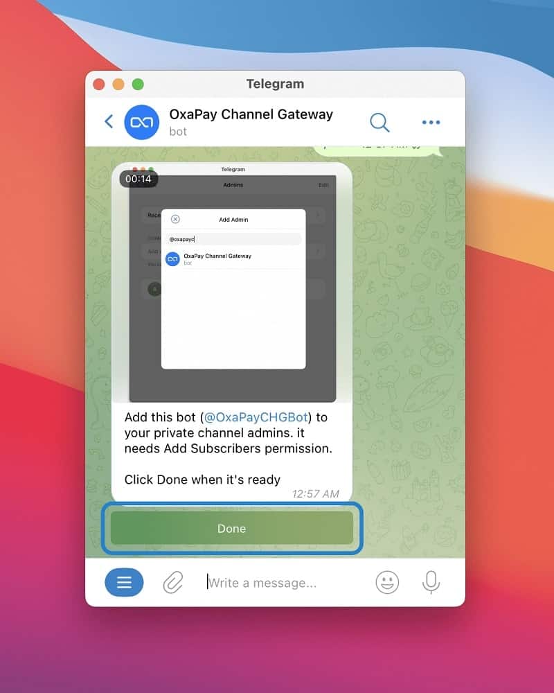 crypto payment gateway for telegram oxapay