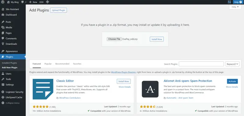 1-1 Implementing the OxaPay Easy Digital Downloads Plugin