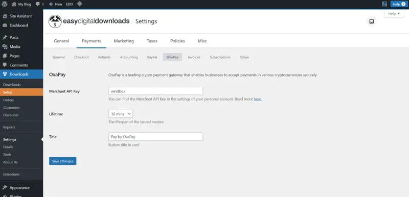 4-1 Implementing the OxaPay Easy Digital Downloads Plugin