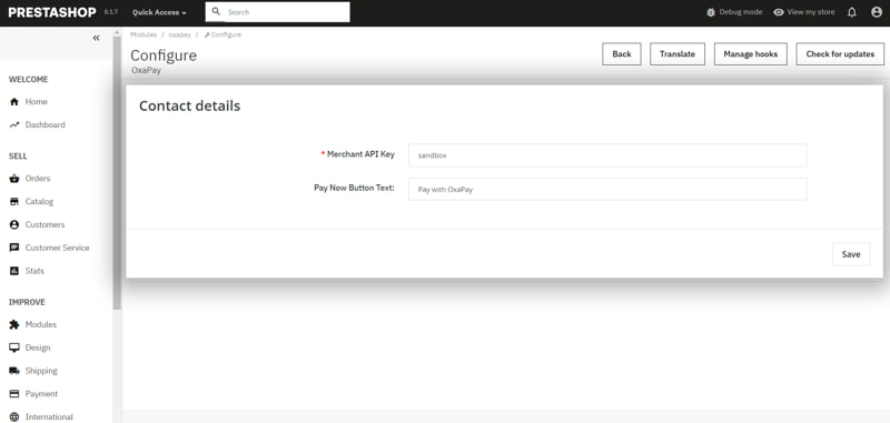 4-1 How to Set Up the OxaPay Plugin for PrestaShop